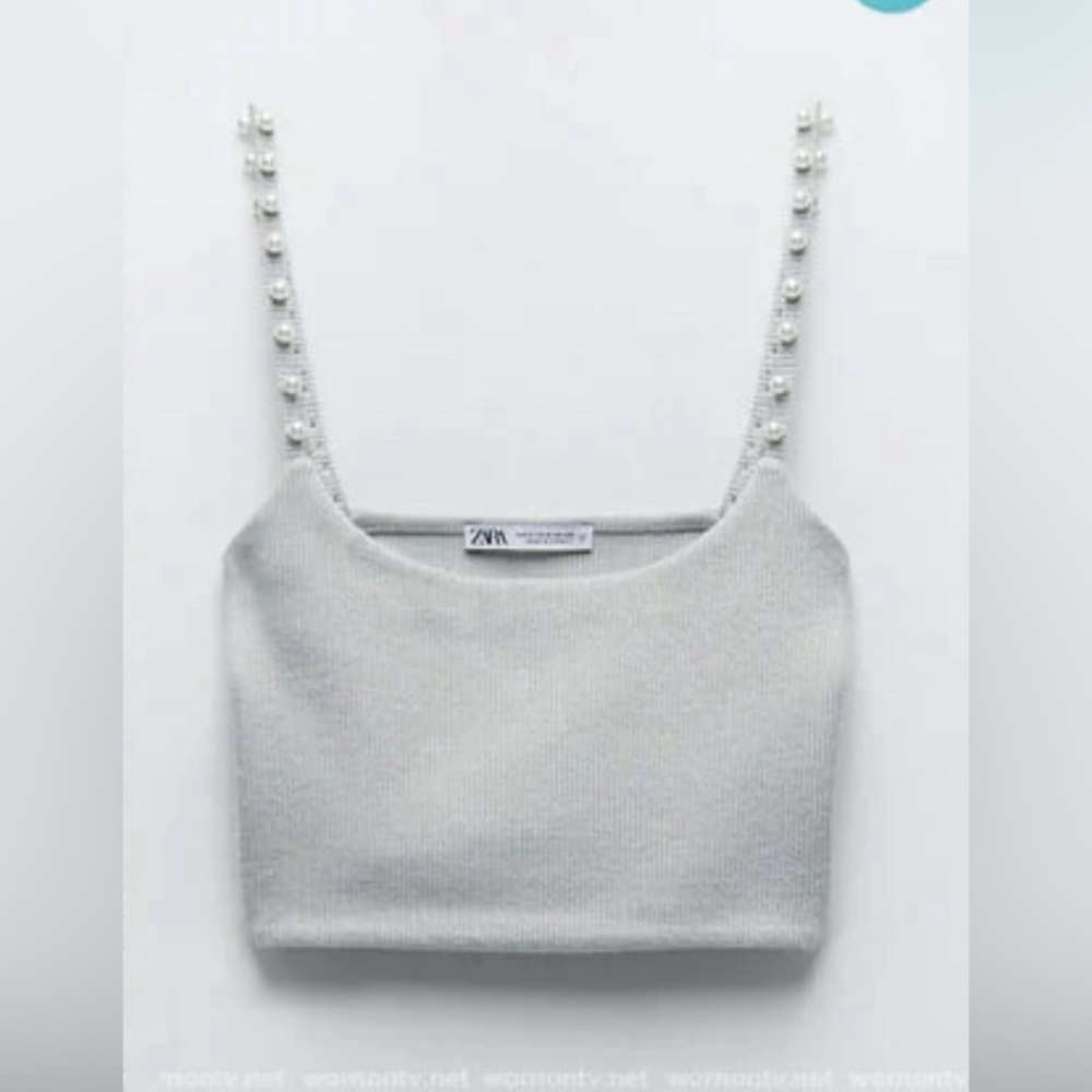 Zara Soft Feel Pearl Trim Camisole